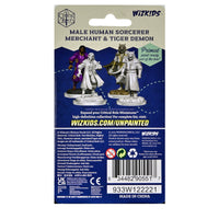 Critical Role Unpainted Miniatures: Male Human Sorcerer Merchant & Tiger Demon