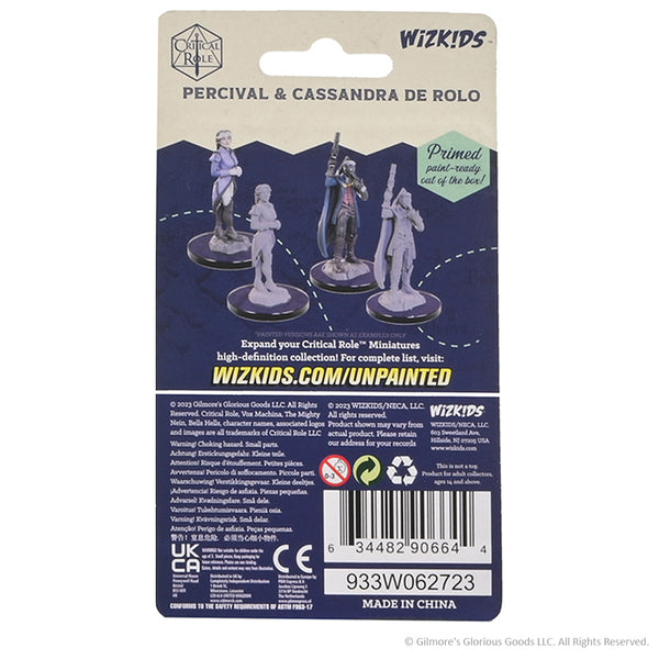 WizKids Critical Role Miniature Non Dipinte - Percy & Cassandra De Rolo - Set Di 2 Figure Altamente Dettagliate Per Giochi Da Tavolo, Innescate E Pronte Da Dipingere