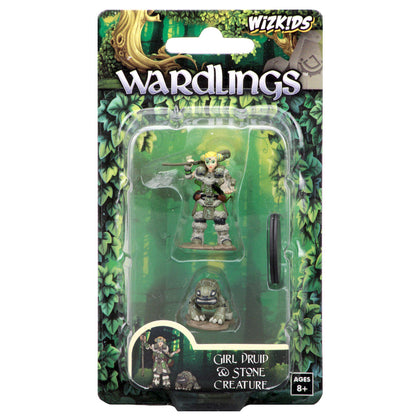 Wizkids Wardlings Painted Miniatures: Girl Druid & Stone Creature - 1