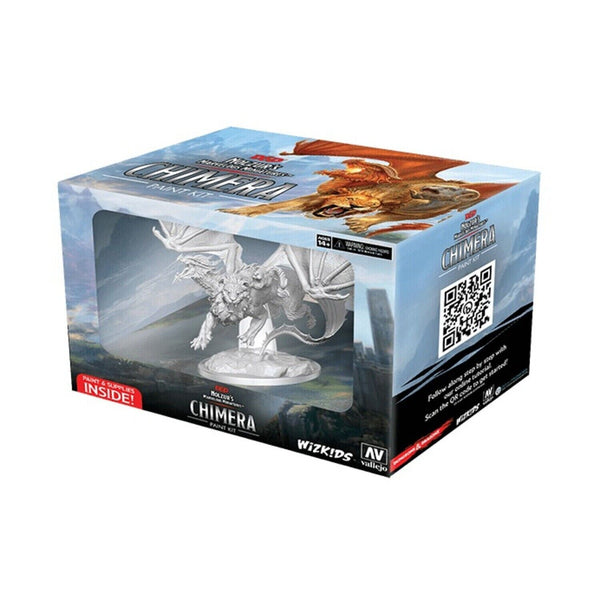 WizKids D&D Nolzur's Marvelous Miniatures Paint Night Kit #7 - Chimera Figure With Vallejo Paints & Brushes