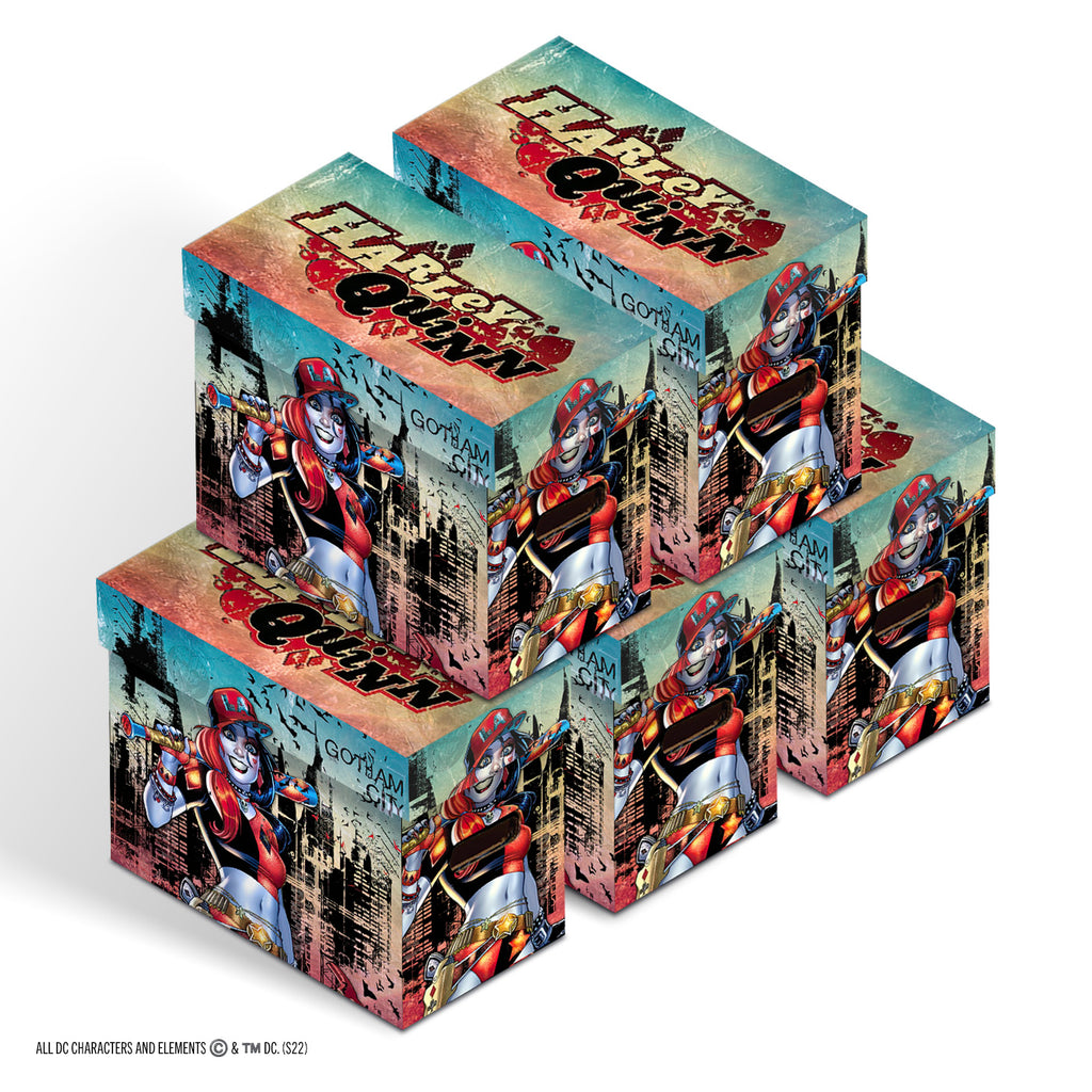 DC Comics Short Comic Book Storage Box: Harley Quinn Gotham (Bundle of 5)