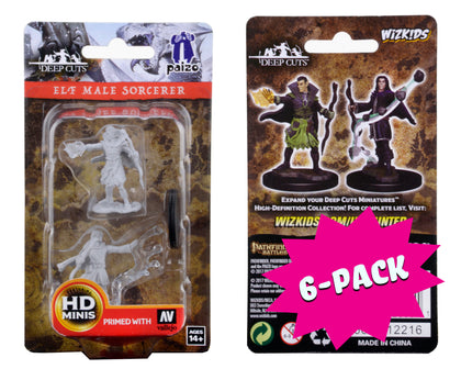 Pathfinder Battles Deep Cuts Unpainted Miniatures: Elf Male Sorcerer (Bundle of 6)