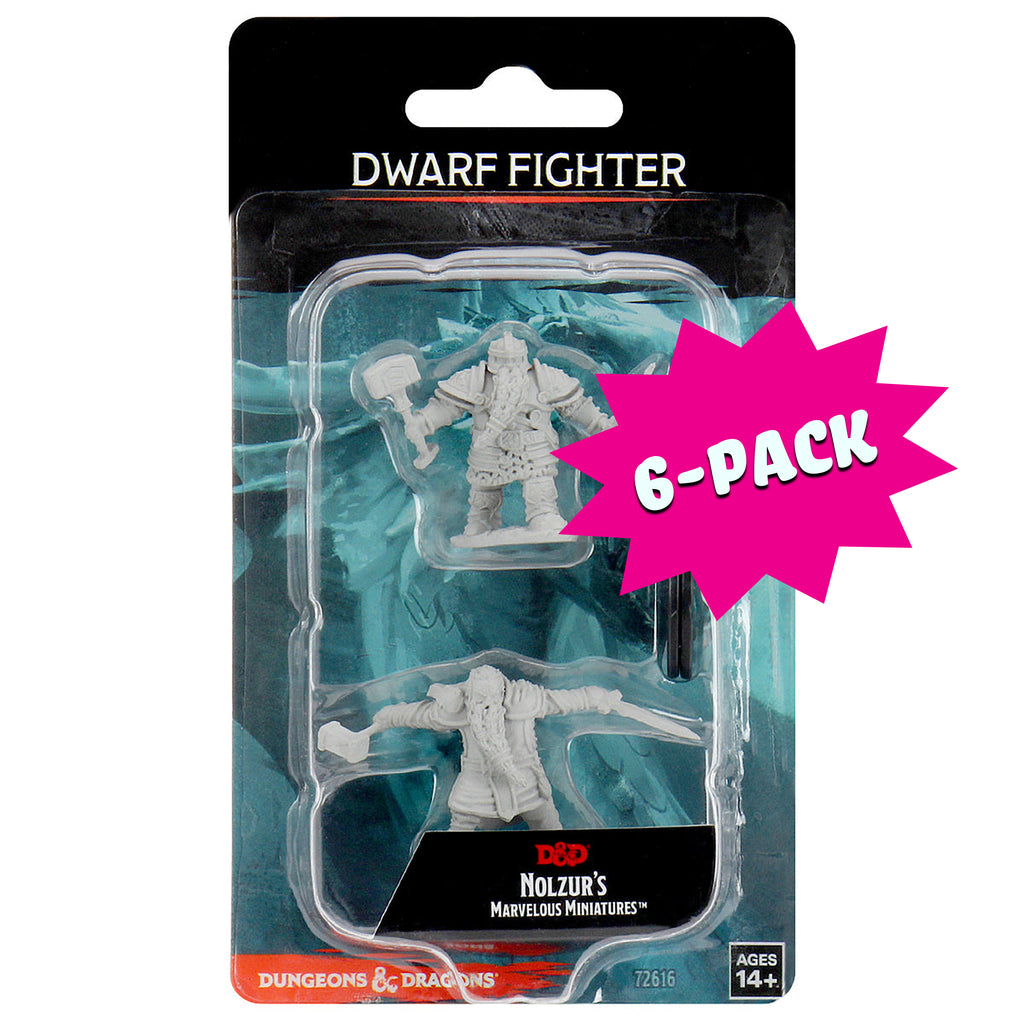 D&D Nolzur’s Marvelous Miniatures: Dwarf Male Fighter (Bundle of 6)