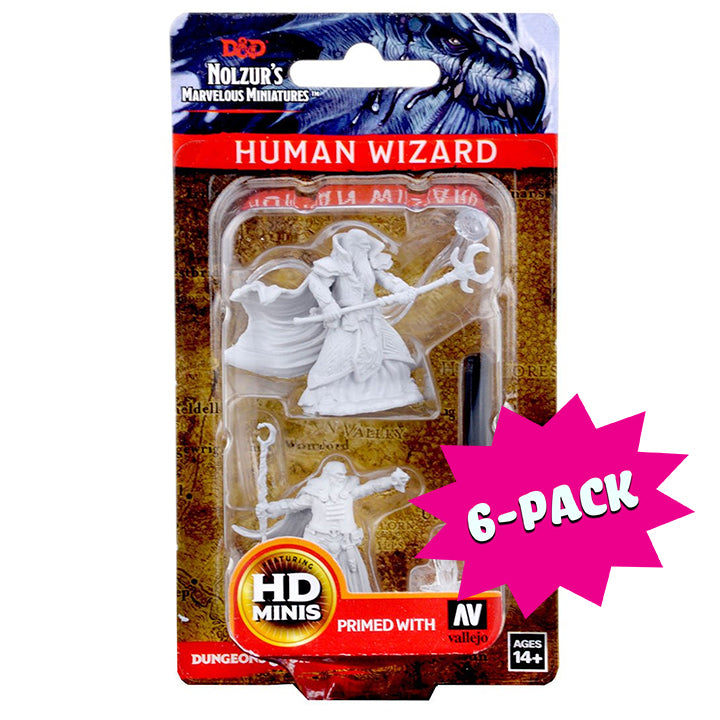 D&D Nolzur’s Marvelous Miniatures: Human Male Wizard (Bundle of 6)