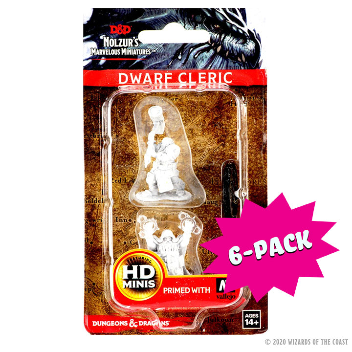 D&D Nolzur’s Marvelous Miniatures: Dwarf Male Cleric (Bundle of 6)