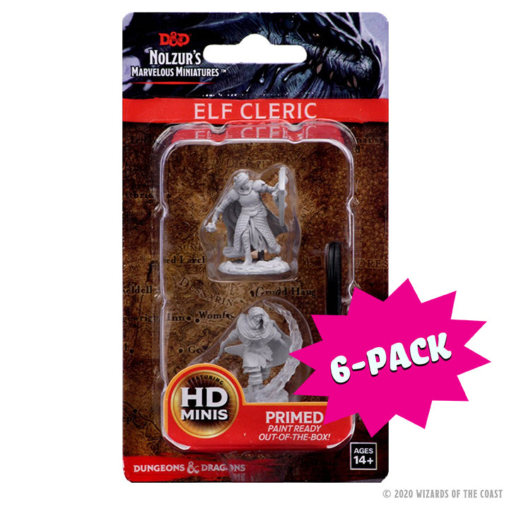 D&D Nolzur's Marvelous Miniatures: Elf Male Cleric (Bundle of 6)
