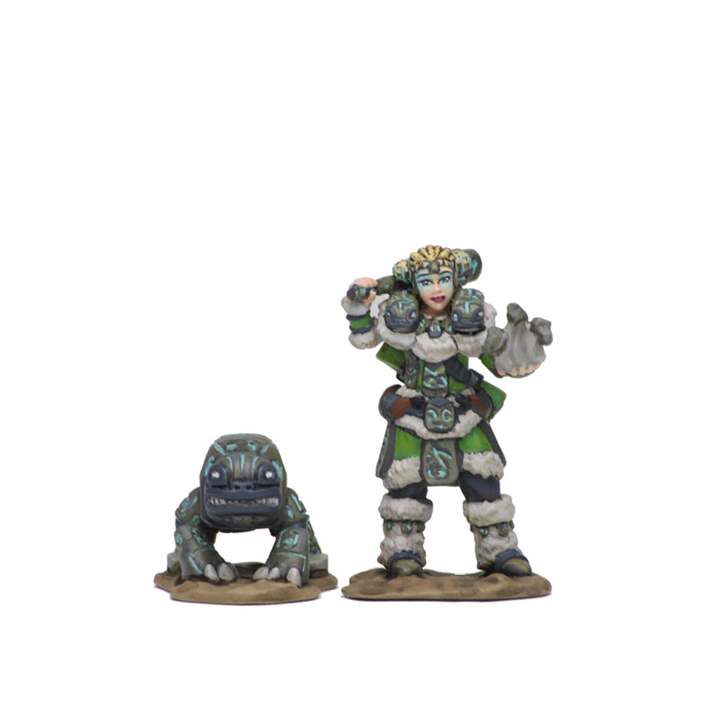 WizKids Wardlings RPG Miniatures - Girl Druid And Stone Creature Pre-Painted Fantasy Figures (WZK73314)
