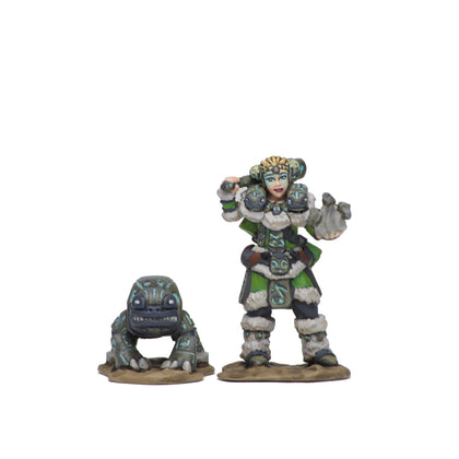 Wizkids Wardlings Painted Miniatures: Girl Druid & Stone Creature - 3