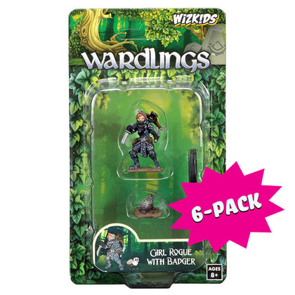 WizKids Wardlings Painted Miniatures: Girl Rogue & Badger (Bundle of 6)