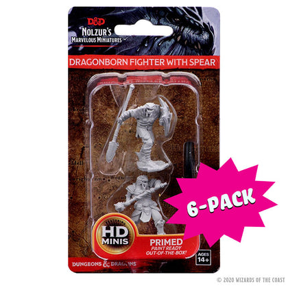D&D Nolzur's Marvelous Miniatures: Dragonborn Male Fighter with Spear (Bundle of 6)