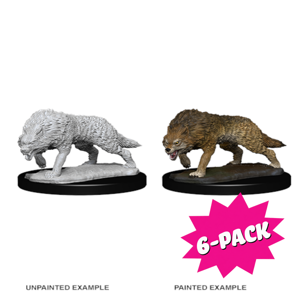 Wizkids Deep Cuts Unpainted Miniatures: Timber Wolves (Bundle of 6)