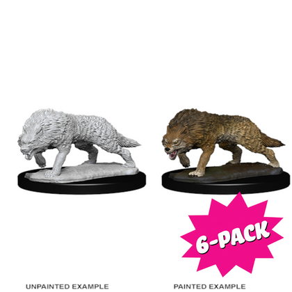 Wizkids Deep Cuts Unpainted Miniatures: Timber Wolves (Bundle of 6)