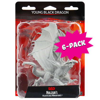 D&D Nolzur's Marvelous Miniatures: Young Black Dragon (Bundle of 6)