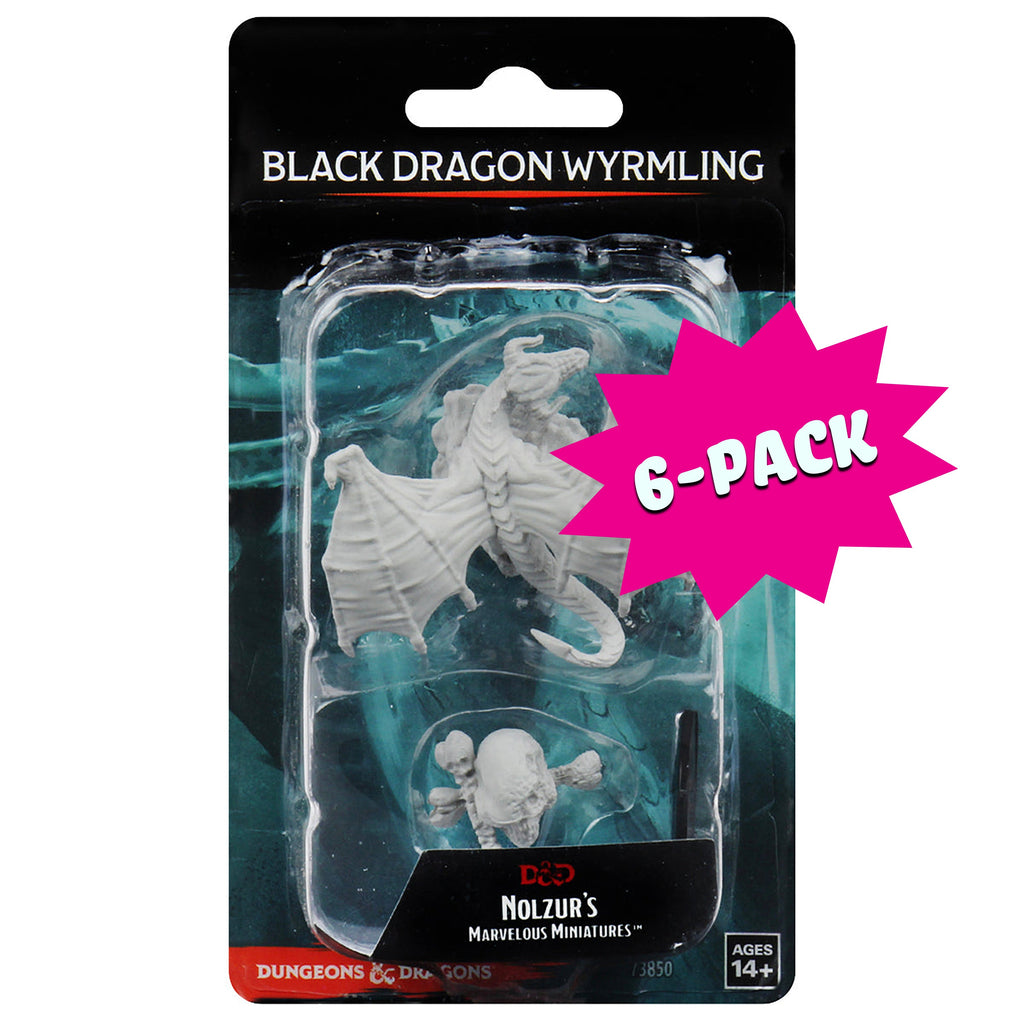 D&D Nolzur's Marvelous Miniatures - Black Dragon Wyrmling (Bundle of 6)