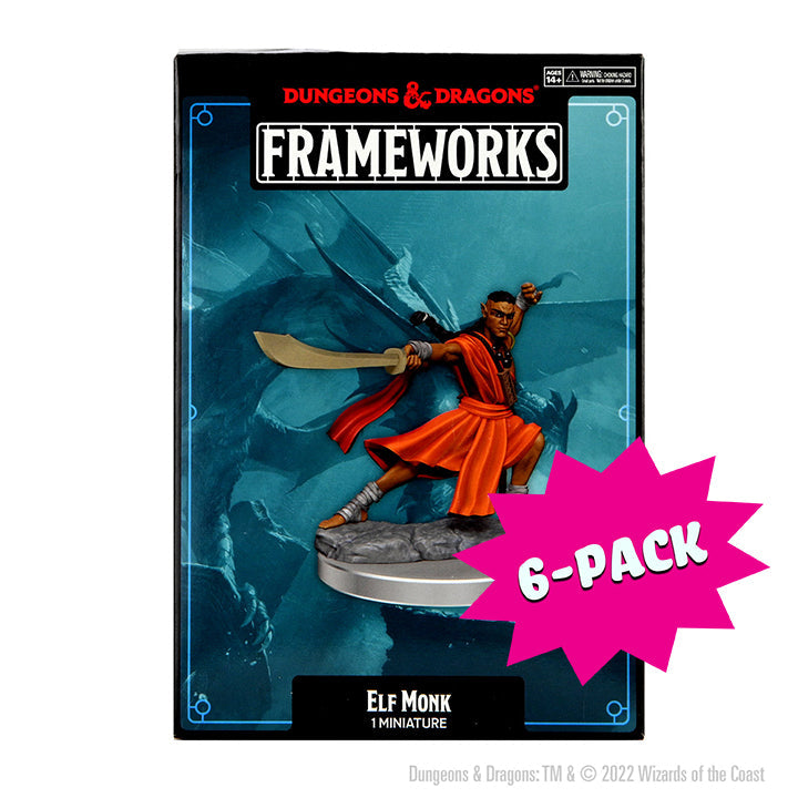 D&D Frameworks: Elf Monk Male - Unpainted and Unassembled (Bundle of 6)