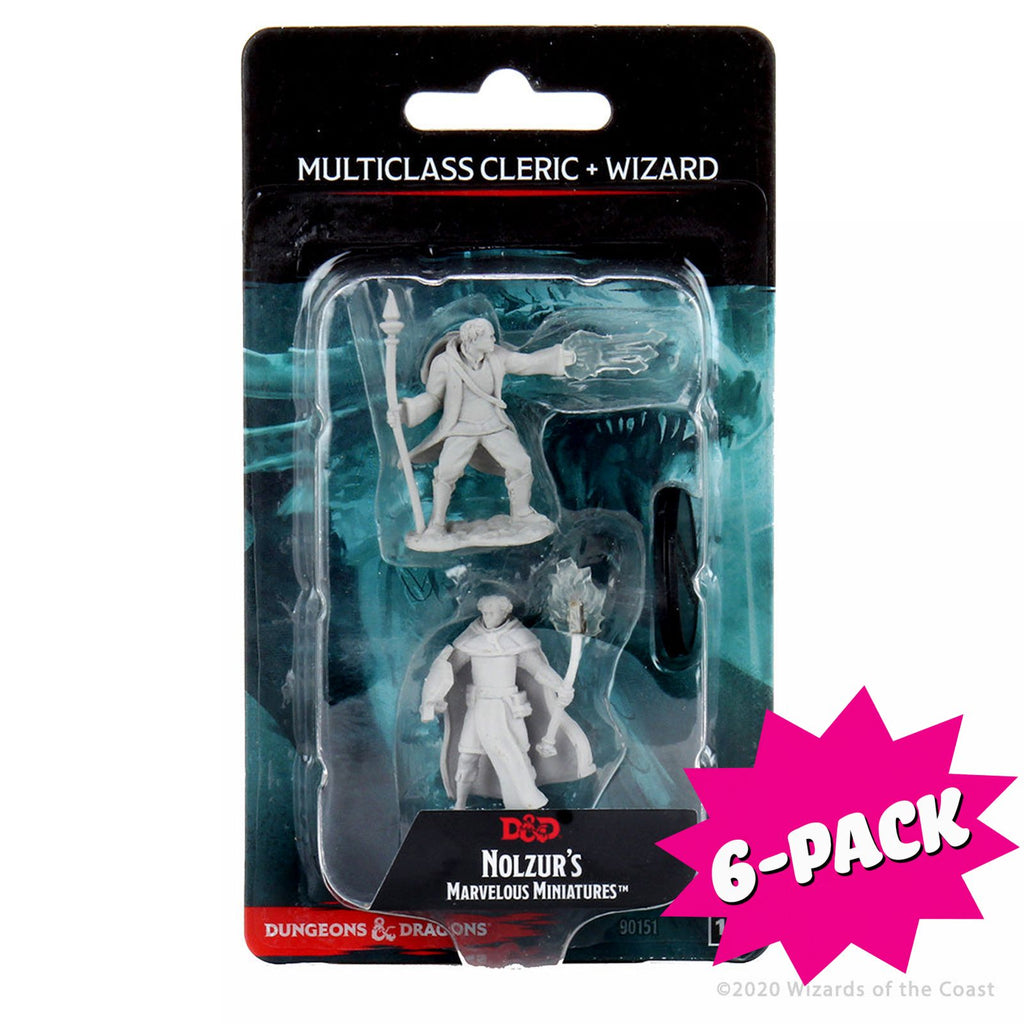 D&D Nolzur's Marvelous Miniatures: Multiclass Cleric + Wizard Male (Bundle of 6)