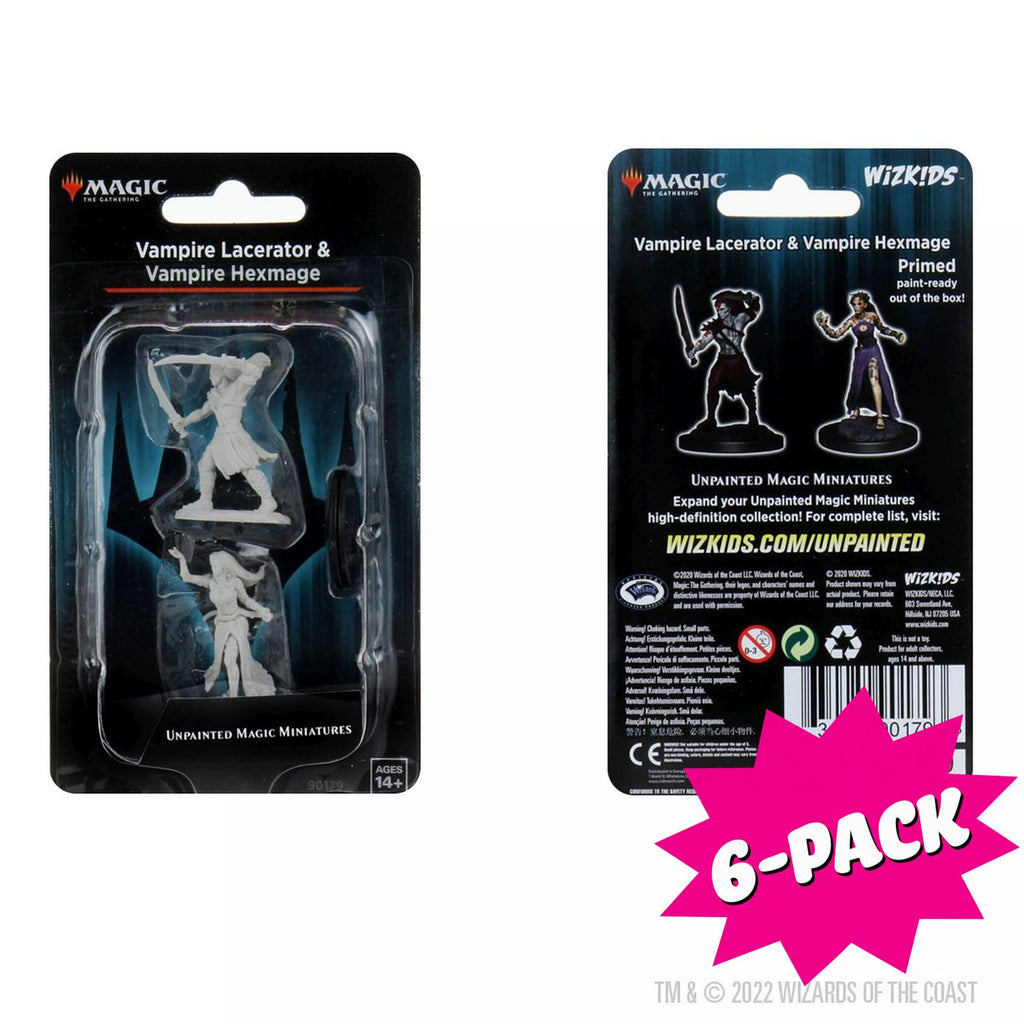 Magic: The Gathering Unpainted Miniatures: Vampire Lacerator & Vampire Hexmage (Bundle of 6)