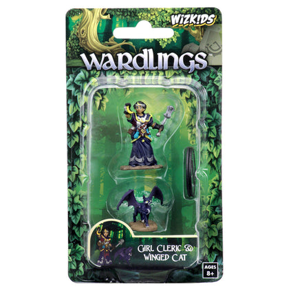 Wizkids Wardlings Painted Miniatures: Girl Cleric & Winged Cat - 1