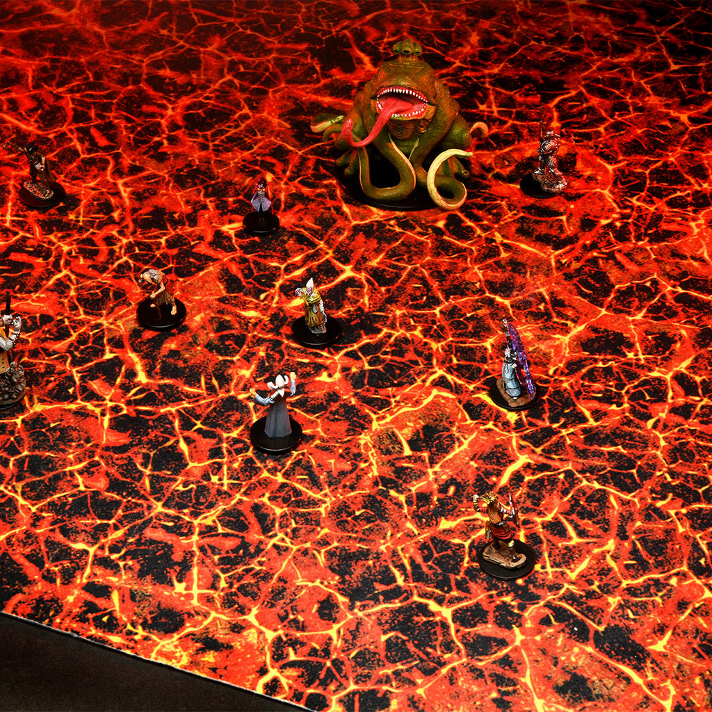 Warlock Tiles: Caverns Game Mat 'Magma Chamber' – Premium-Spielfeldmatte 61x61 Cm Mit 2,5 Cm Raster