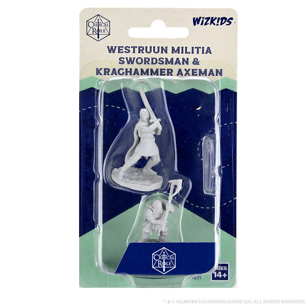 Critical Role Unpainted Miniatures: Westruun Militia Swordsman & Kraghammer Axeman